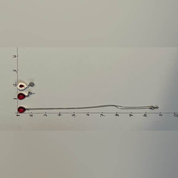 Bohemian Edgy Red Teardrop Necklace set with Earrings - Trendy Edgy Jewelry Set - Picture 17 of 17